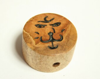 Laser Engraved Spalted Maple Guitar Knob (7/8 dia x 11/16h)