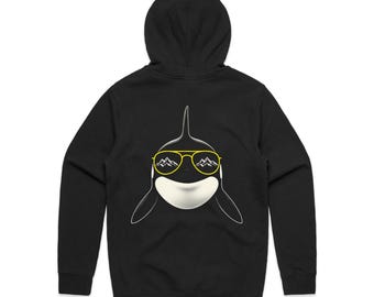 Sudadera con capucha WUTA Orca – Sudadera con capucha de orca, ropa de vida silvestre, unisex, color AS