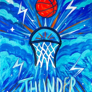 Electric Hoops - OKC Thunder Basketball Art Print (Signed & Limited Edition)