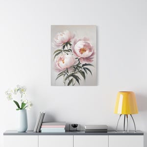 Canvas Print, Peony Painting Wall Art, Floral Home Decor, Flower Artwork Gift, Matte Stretched Canvas, Botanical Print, Living