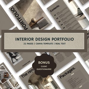 Interior Design Portfolio Template, Grey Concrete, Canva (digital ...