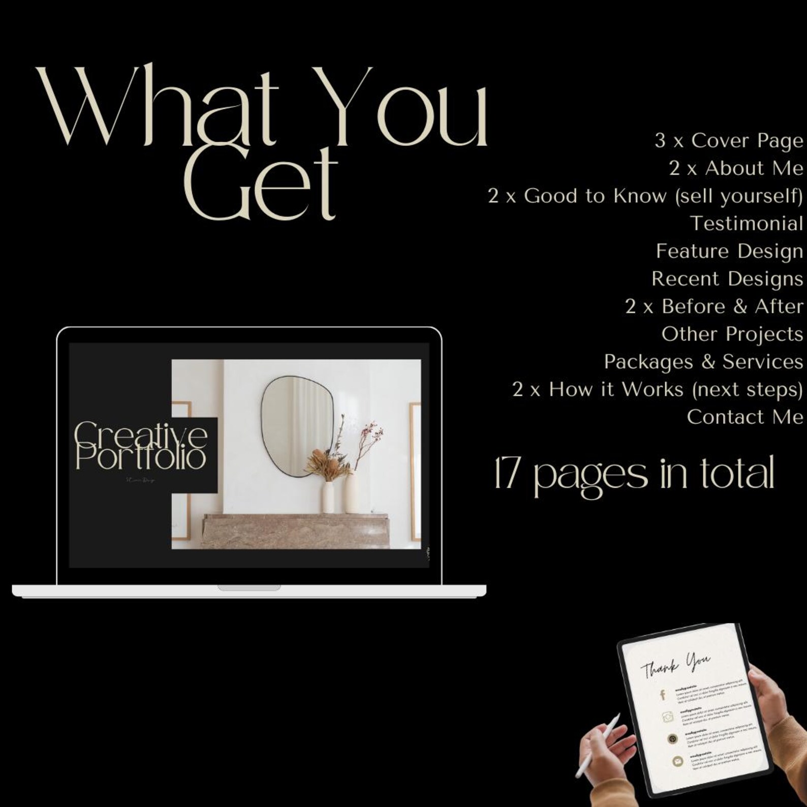 Interior Design Portfolio Canva Template Black & Beige, Editable E ...