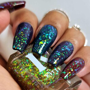 You Summoned This Drama - Foil Flakie Topper Nail Polish Shifts Yellow to Green.