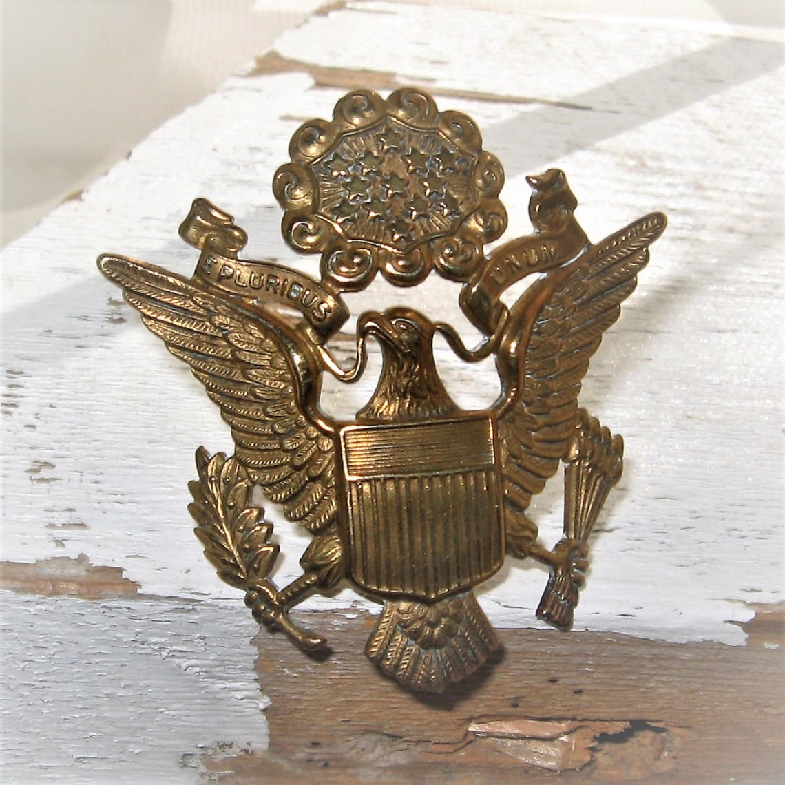 2 Brass US Army Badges Eagle 13 Arrows Stars 1 Tac 1 Screwback Etsy