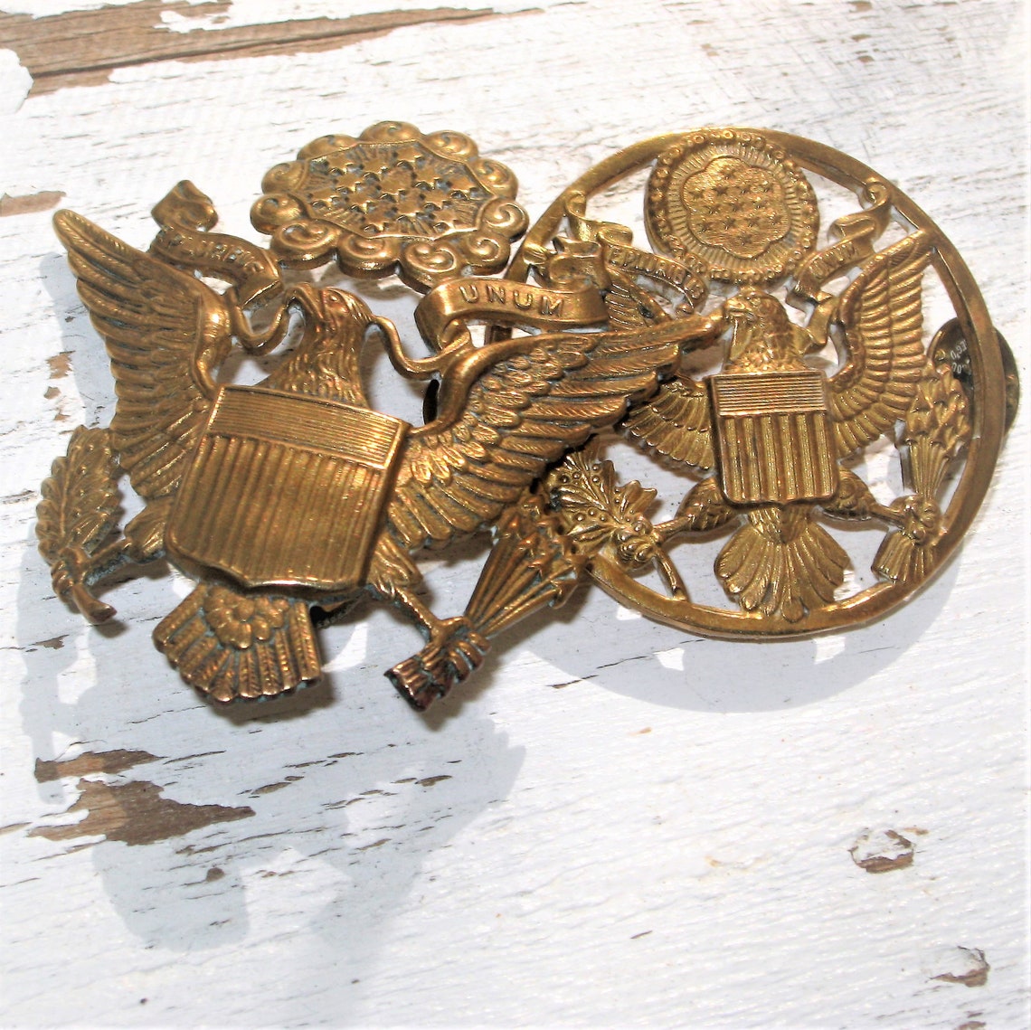 2 Brass US Army Badges Eagle 13 Arrows Stars 1 Tac 1 Screwback Etsy