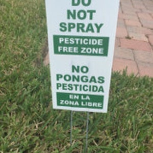 „Do Not Spray“ Schild – Zweisprachig Englisch/Spanisch, 2 Stück Mit Metallpfahl, Wetterfest