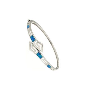 Armband med grekisk nyckel i sterlingsilver i blått opal, meanderdesign