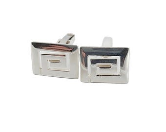 Sterling Silver Greek Key Cufflinks: Handmade in Greece
