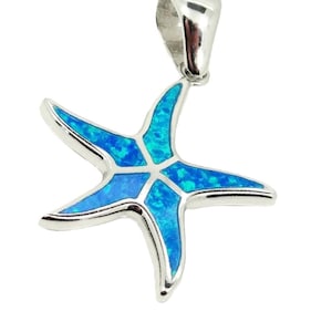 Sterling Silber 925 Blauer Opal Seestern Anhänger