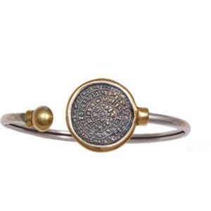 Gold-Plated Phaistos Disc Bracelet: Sterling Silver Ancient Minoan Jewelry