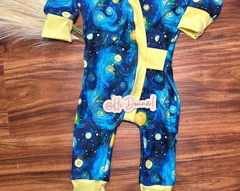 Pelele de bebé Noche Estrellada: Pijama suave inspirado en Van Gogh
