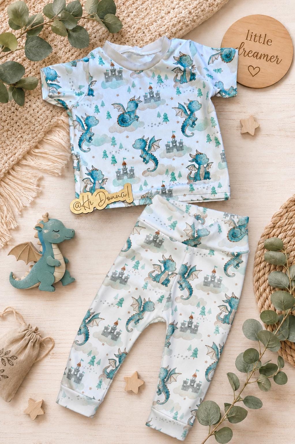Dragon Baby Outfit 4 Pc Mix & Match Set Handmade Baby Clothes Choose Your Favorite Combination