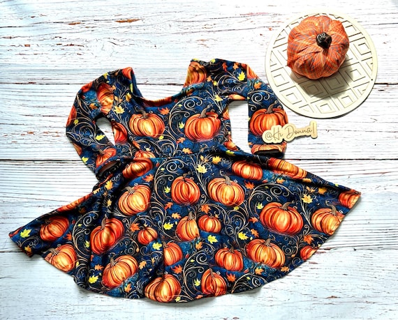 long sleeve pumpkin dress Pumpkin Twirl Dress: Fall Long Sleeve Knit Outfit