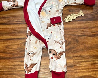 Owl Mail Baby Romper: Magical Creatures Print, Soft Cotton Sleeper