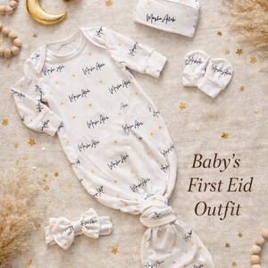 Babys första Eid-outfit, Eid-outfit för nyfödd, islamiska babykläder, Ramadan-babypresent, muslimskt nyföddset