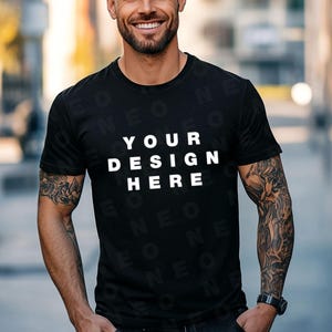 Maqueta de Bella Canvas 3001 negra / Maqueta de camiseta para hombre / Maqueta para vendedores de Etsy / Maqueta de camiseta / Maqueta de camiseta unisex