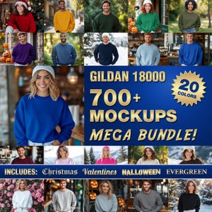 700+ MEGA Bundle Gildan 18000 Mockups | POD Mockup | Sweatshirt Mockups | Christmas Bundle | Halloween Bundle | Evergreen Bundle