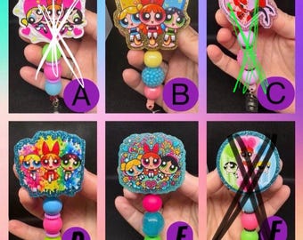 Power girls inspired badge reels. This listing is for ONE badge reel of your choice. Blossom, bubbles, buttercup.