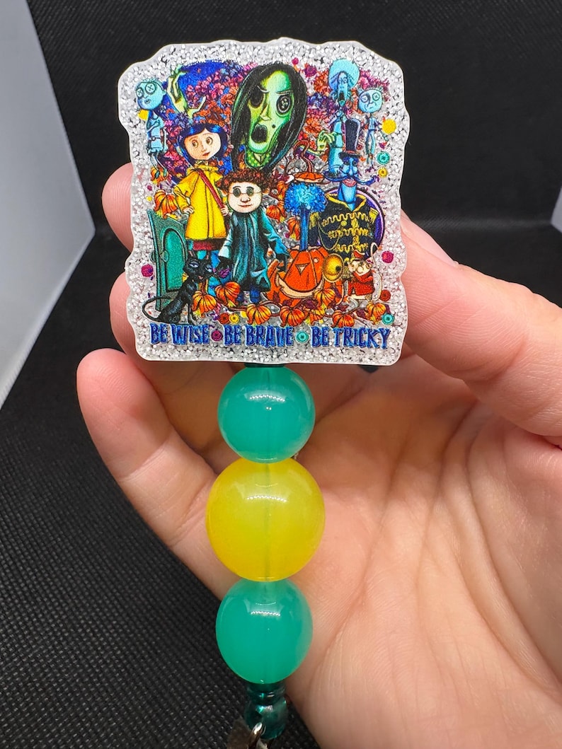 Coraline inspired badge reels. This listing is for ONE badge reel of your choice that’s pictured. Coraline, wybie, the other mother, cat image 5