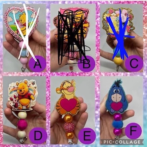 Pooh bear inspired badge reels . This listing is for ONE badge reel of your choice that’s pictured.