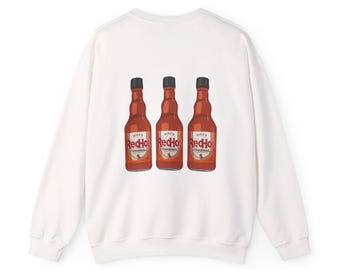 Spicy Hot Sauce Sweatshirt - Fun Unisex Crewneck, Retro Design, Gift for Foodies, Casual Wear, Holiday Present
