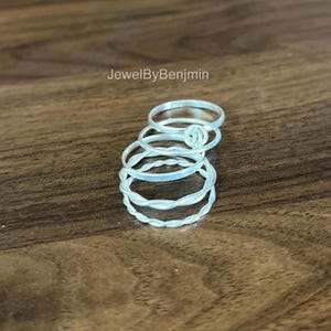 Silver stacking rings | Stackable rings 925 silver ultimate stacking rings set | 5 textured rings buy as set or singles in range of finishes