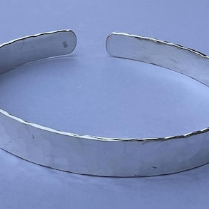 Handmade Hammered Sterling Silver Bangle: Boho Hippie Jewelry
