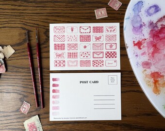 Love Letters Watercolor Painting Postcard