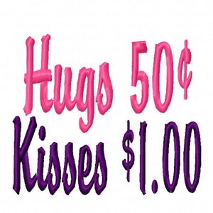Hugs and Kisses Machine Embroidery Design 4x4 5x7 6x10 Instant Download shirt bib baby shower gift girl boy sale money love kiss hug newborn