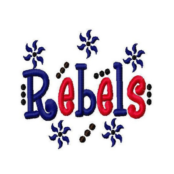 Rebels Applique Machine Embroidery Design 4x4 7x5 10x6 High School Team Instant Download Basketball Football Baseball Softball Soccer Hockey