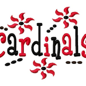 Desenho de bordado à máquina Cardinals 4x4 7x5 10x6 Equipe universitária Download instantâneo Basquete Futebol Beisebol Futebol Esportes bebê menino