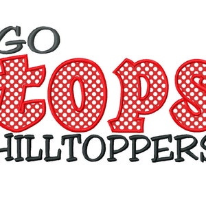 GO TOPS Hilltoppers WKU Applique Machine Embroidery Design 4x4 7X5 10x6 Team Instant Download Basketball Baseball Football Sports shirt bib