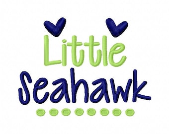 Little Seahawk Machine Embroidery Design 4x4 5x7 6x10 Team Instant Download Basketball Football Sports baby little girl boy