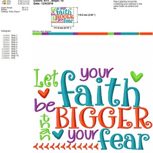 Let your Faith be Bigger than your Fear Bible verse 5x7 6x10 Machine Embroidery Design INSTANT DOWNLOAD shirt bib nursery shower christian image 3