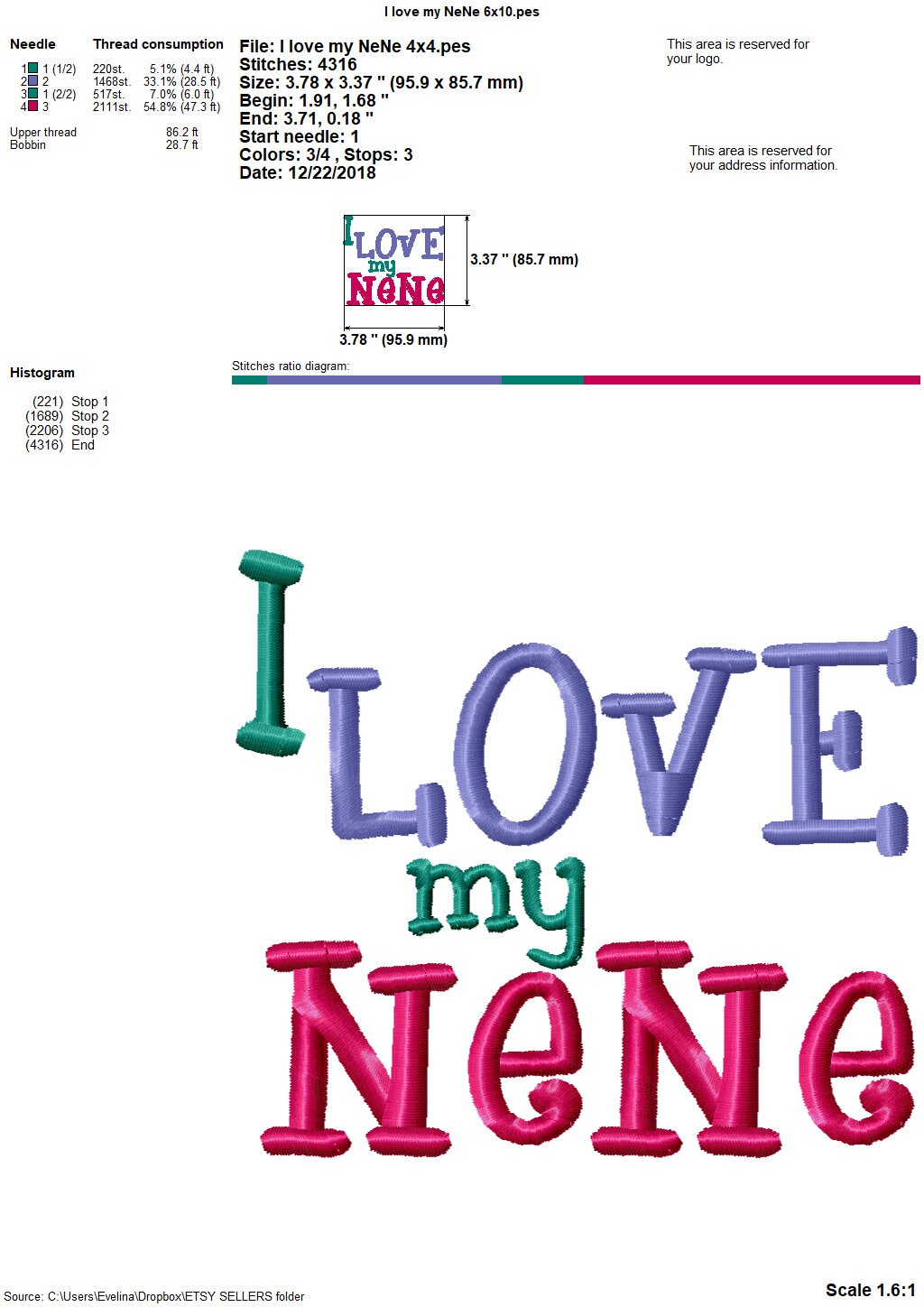 I Love My Nene Machine Embroidery Design Instant Download