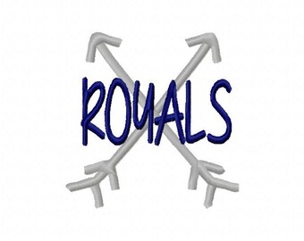 Diseño de bordado a máquina Royals Cross Arrows 4x4 5x7 6x10 Equipo Descarga instantánea Baloncesto Fútbol Béisbol Deportes Serie Mundial