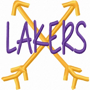 Lakers Cross Arrows Machine Embroidery Design 4x4 5x7 6x10 Team Instant Download Basketball Baseball Football Sports shirt bib pocket baby