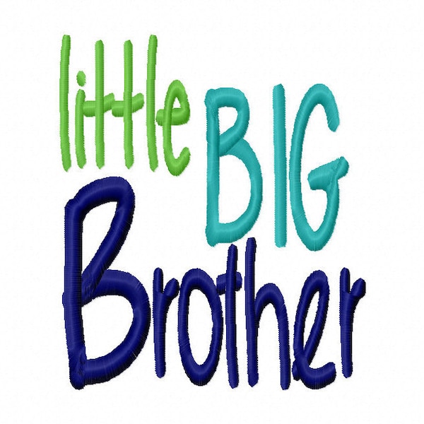Little Big Brother Machine Embroidery Design 4x4 5x7 6x10 shirt bib onesie big bro little brother sibling baby shower twin gift middle child