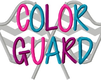 Color Guard Flag Applique Machine Embroidery Design Instant Download Color Guard Monogram High School