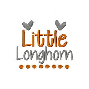 Little Longhorn Machine Embroidery Design 4x4 5x7 6x10 Team Instant Download Basketball Football Sports baby little girl boy