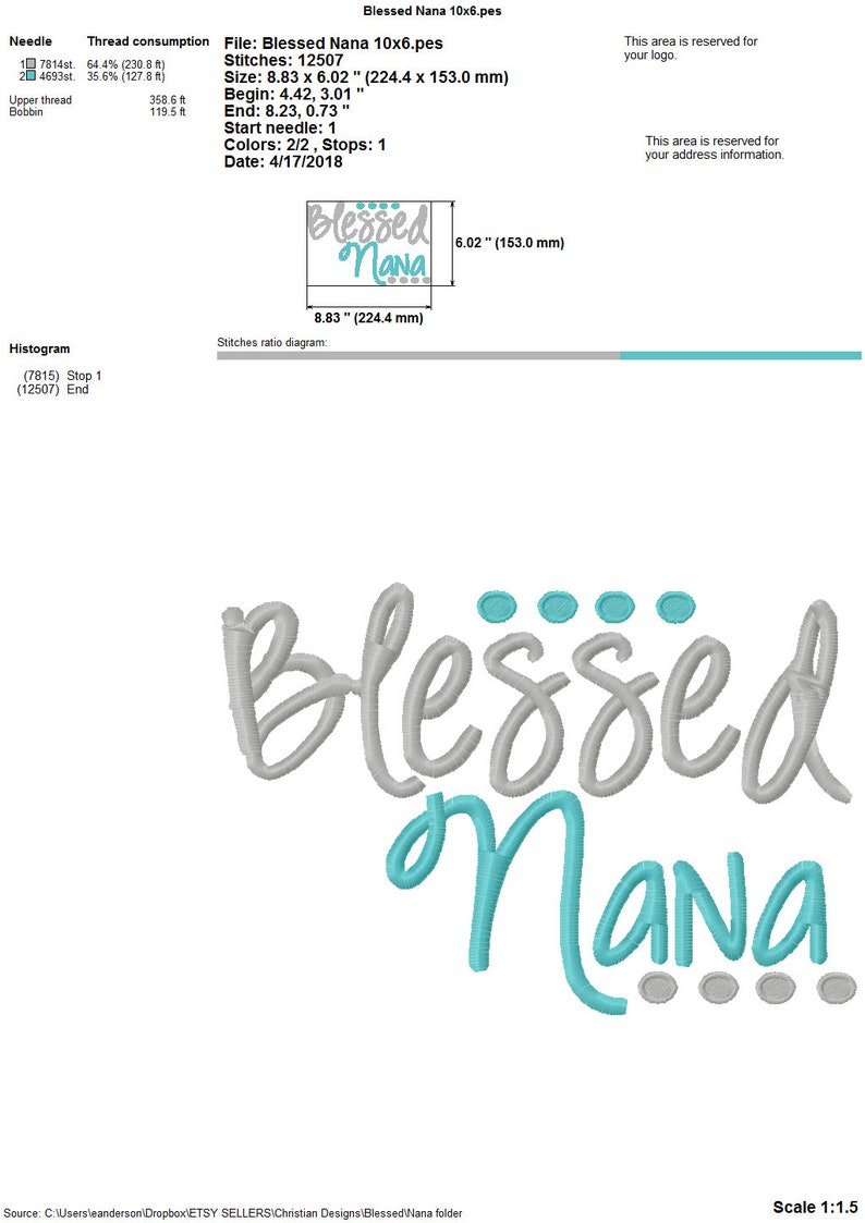 Blessed Nana 4x4 7x5 10x6 Machine Embroidery Design Monogram INSTANT ...