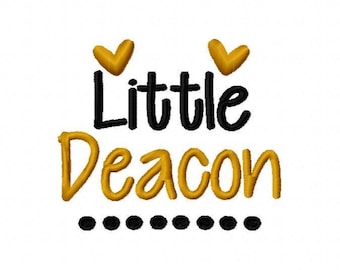 Little Deacon Digital Machine Embroidery Design Instant Download 4x4 5x7 6x10 baby shower boy girl first bib gift