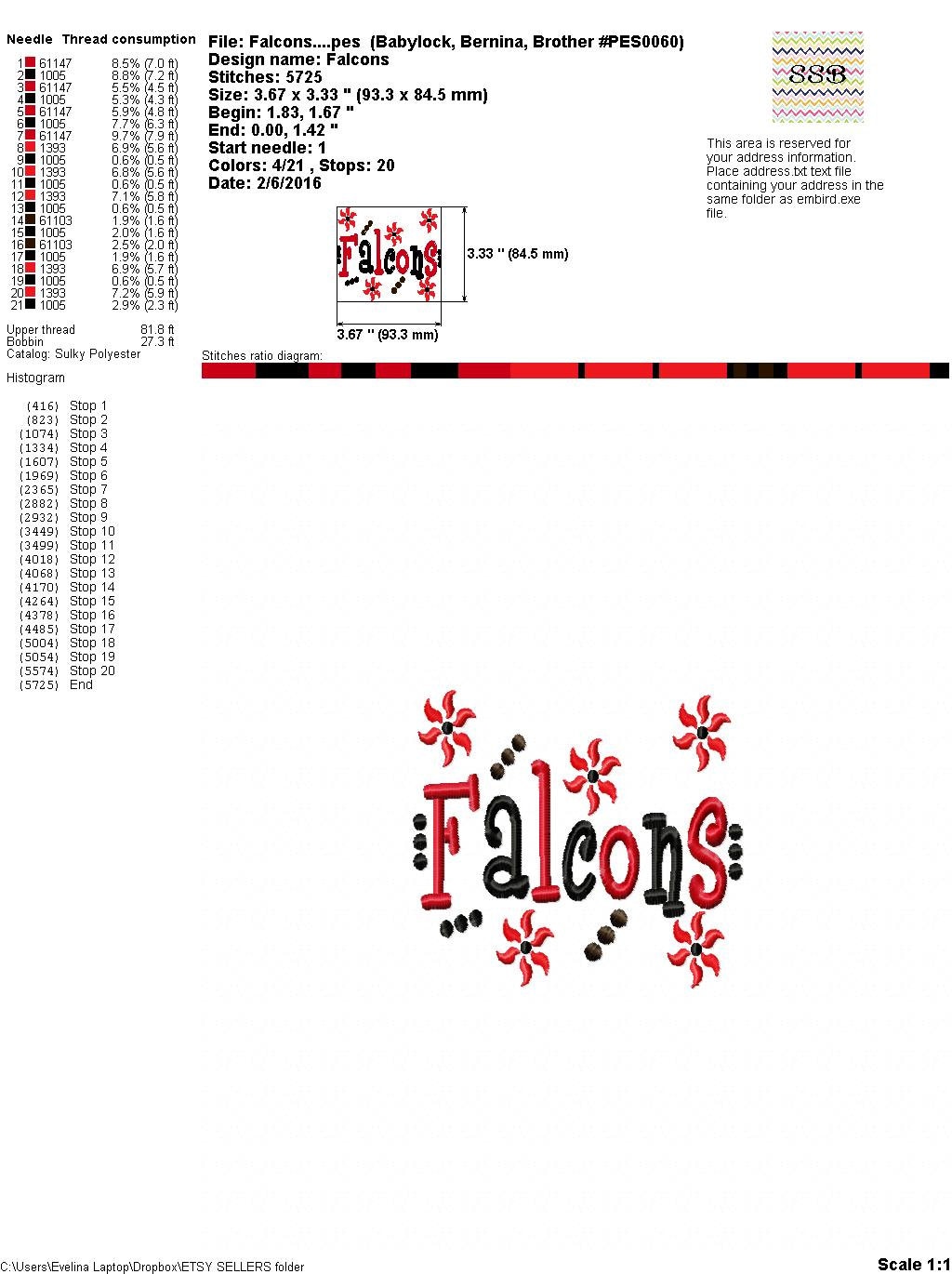 Falcons Applique Machine Embroidery Design 4x4 7x5 10x6 | Etsy