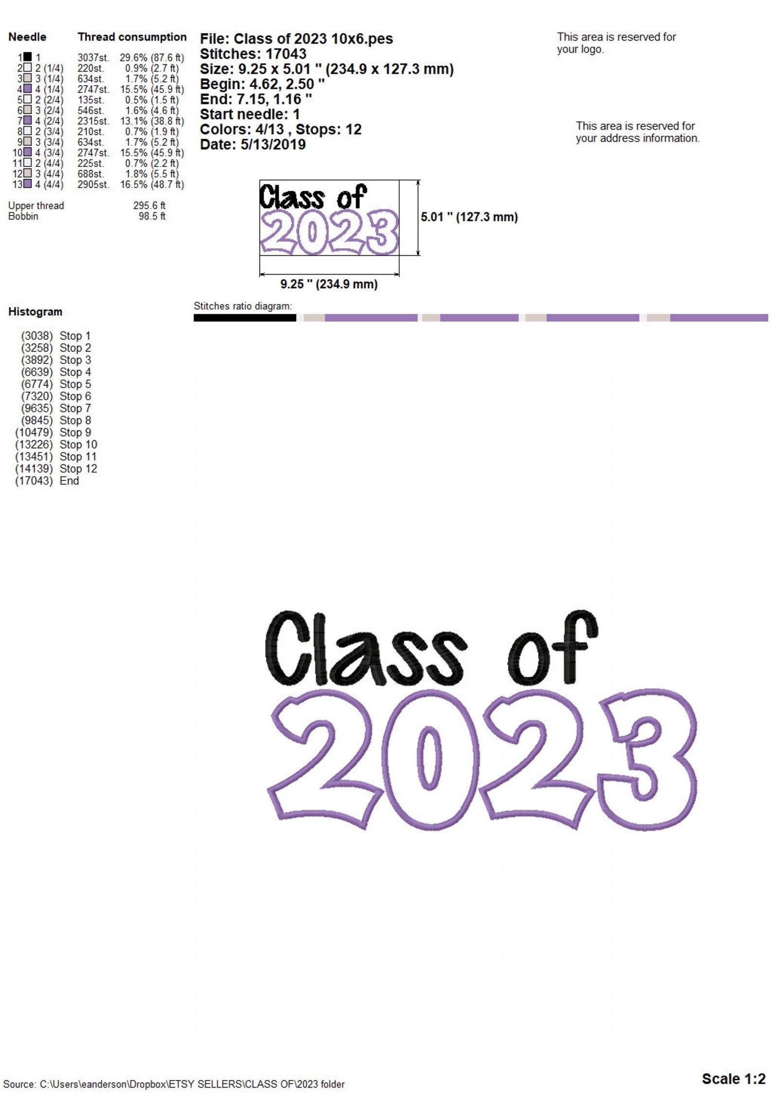 Class Of 2023 Applique Machine Embroidery Design 7x5 10x6 Etsy