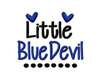 Little Blue Devil Digital Machine Embroidery Design Instant Download 4x4 5x7 6x10 baby shower boy girl first bib gift