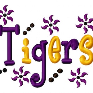 Tigers Applique Machine Embroidery Design 4x4 7x5 10x6 Baton Rouge Louisiana Team Instant Download Basketball Football Baseball Softball