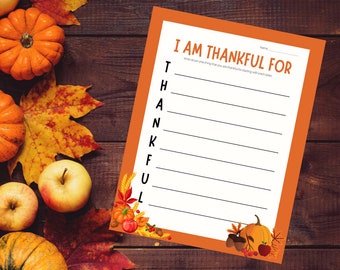 Thanksgiving Thankful Worksheet Digital Download for children holiday activities classroom teacher Sunday School