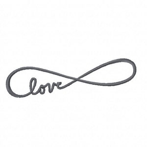 May include: A gray infinity symbol with the word "love" written inside.