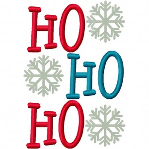 Ho Ho Ho 4x4 5x7 6x10 Machine Embroidery Design Christmas Holiday Instant Download Newborn Girl Shirt Onesie Bib Hat Blanket snowflake gift