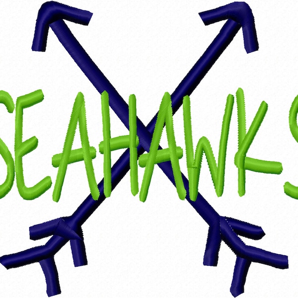 Seahawks Cross Arrows Machine Embroidery Design 4x4 5x7 6x10 Seattle Washington Team Instant Download Basketball Football Baseball Sports